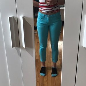 Teal cropped jeans